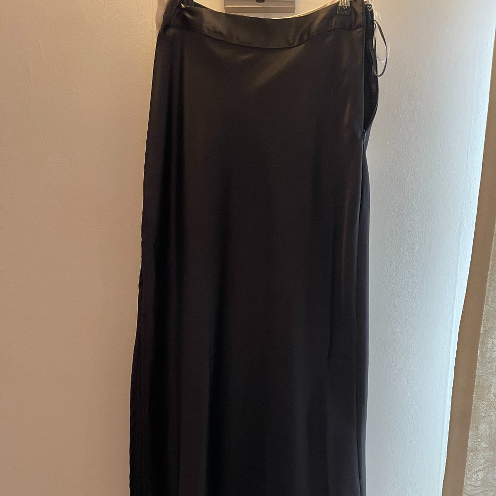 River Island black silk mid skirt, brand new with tags